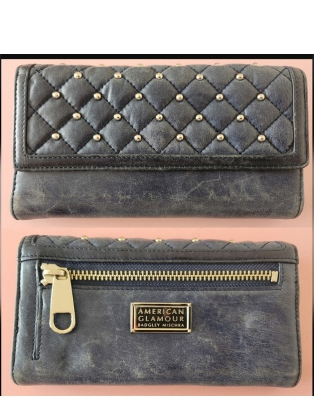 NWOT Badgley Mischka Distressed Look Stadded Wallet